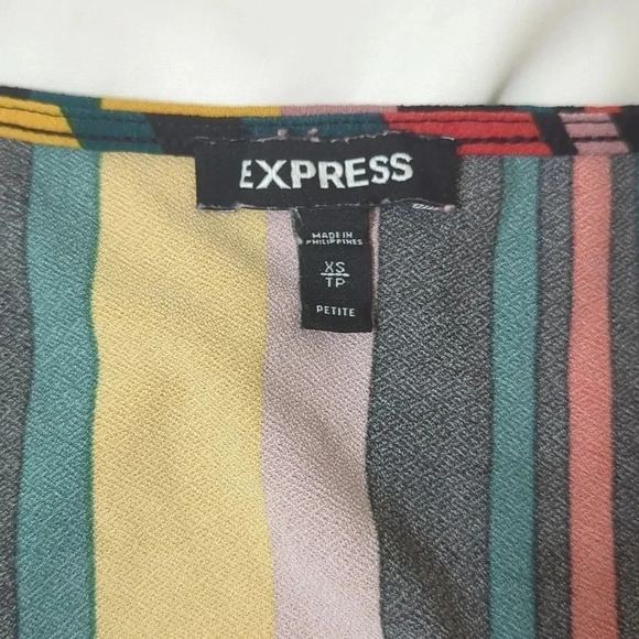 Express Stripped Short Sleeve Twist Front Jumpsuit, Color Multicolor Size XS - Picture 13 of 14